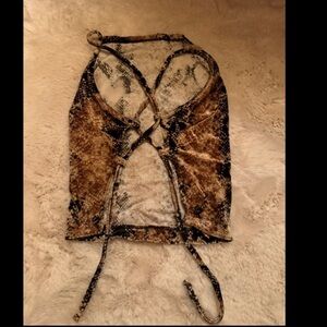 Urban outfitters Velvet snakeskin backless top